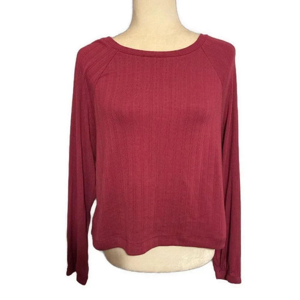 Z Supply Magenta Pink Purple Crew Neck Long Sleeve Knit Sweater Top Small